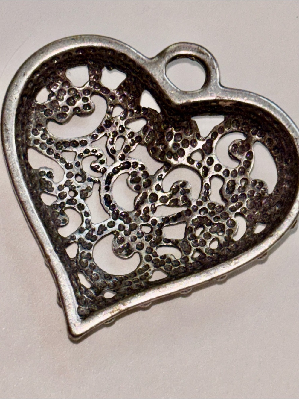 Vintage Filigree Heart Pendant with Clear Gemstone -lowest I can do - Picture 3 of 3